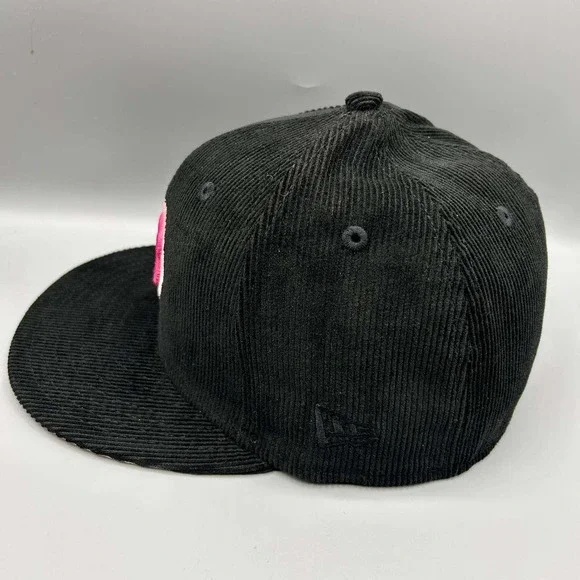 Chicago Cubs Hat Men 7 1/8 Black Corduroy 59Fifty New Era MLB Fitted Cap New